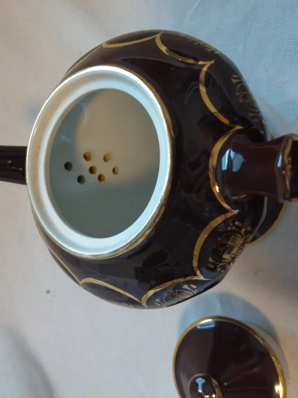 Hall Teapot Vintage Brown with Gold
